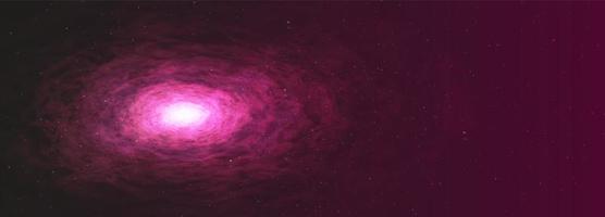 Panorama realista espiral de la vía láctea rosa sobre fondo de galaxia vector