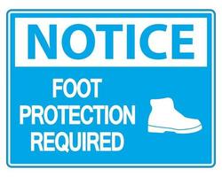 Notice Foot Protection Required Wall Sign on white background vector