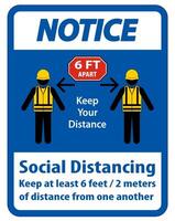 Notice Social Distancing Construction Sign vector