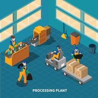 Waste Recycling Factory Composition Vector Illustration