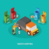 Waste Sorting Isometric Composition Vector Illustration