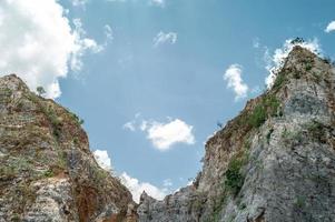 Landscape of limestone mountain with the cloud and blue sky in background photo