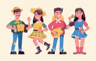 Set of Colorful Festa Junina Character vector