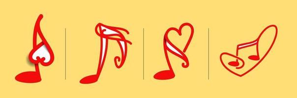 Music Beatwith heart Logo Set Template Design Vector illustration.