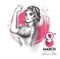 8 march Happy Women's Day Stylish Typography Text. Vector Illustration