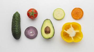 Flat lay vegetable arrangement photo