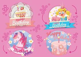 colourful birthday background illustration design for card vector