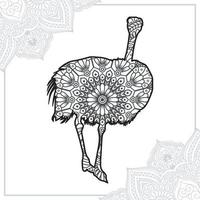 Ostrich Mandala. Vintage decorative elements. Oriental pattern, vector illustration.