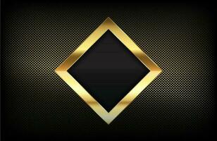 Luxury background with Glossy Gold rhombus shape and golden dots halftone effect Elegant shiny gold metal on black background vector