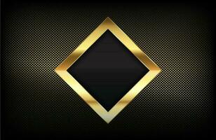 Luxury background with Glossy Gold rhombus shape and golden dots halftone effect Elegant shiny gold metal on black background vector