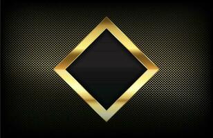 Fondo de lujo con forma de rombo dorado brillante y puntos dorados Efecto de semitono elegante metal dorado brillante sobre fondo negro vector