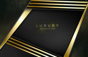 black and gold abstract geometric frame background vector