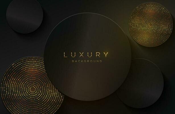 Modern layered background in gold and luxury style with circle shape composition Minimalist black and gold design with dotted pattern element