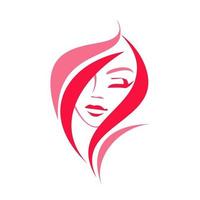 logo female face with beautiful hairstyle vector