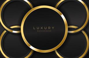 Realistic background with shiny gold ring shape Vector golden circle shape on black surface Graphic design element