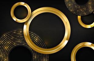 Luxury elegant background with shiny gold circle element on dark black carbon surface vector