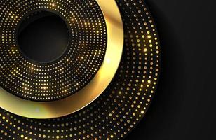 Luxury 3d realistic background with shiny gold circle shape vector