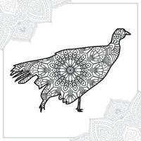 Ostrich Mandala. Vintage decorative elements. Oriental pattern, vector illustration.