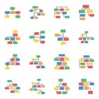 Hierarchy Charts Flat Icons vector