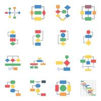 Gantt Charts Flat Icons vector