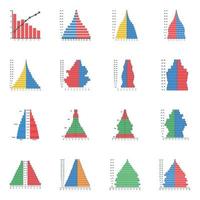 Pareto Plots Flat Icons vector