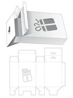 Hanging packaging box with gift box stencil die cut template vector