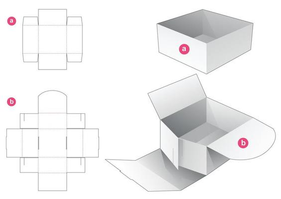 Cardboard bowl and wrapped cover die cut template