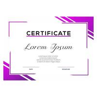 Beautiful purple color certificate of achievement vector template