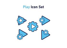 Icon set with play button symbol. Concept of multimedia setting. Vector illustration, vector icon concept.