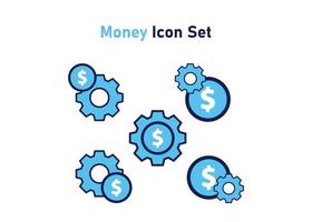 conjunto de iconos con símbolo de dinero. concepto de ajuste financiero. ilustración vectorial, concepto de icono de vector