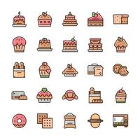 Set of Bakery icons with outline color style. vector