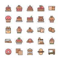 Set of Bakery icons with outline color style. vector