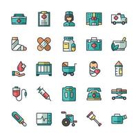 Set of Nurse icons with outline color style. vector