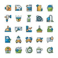 Set of Car wash icons with outline color style. vector