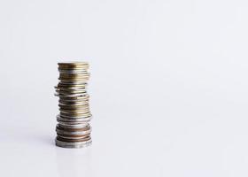 Coins Stack on white background for money concept photo