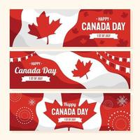 feliz día de canadá banner set vector