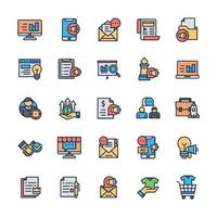 Set of Marketing icons with outline color style. vector