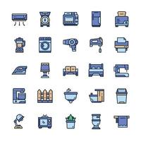 Set of Household icons with outline color style. vector