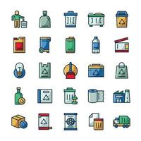 Set of Garbage icons with outline color style. vector