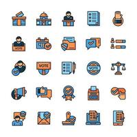 Set of Voting and election icons with outline color style. vector
