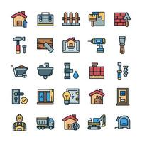 Set of Home and Renovation icons with outline color style. vector