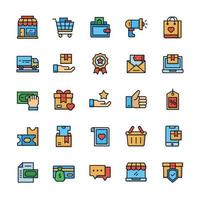 Set of Shopping icons with outline color style. vector