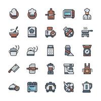 Set of Cooking icons with outline color style. vector