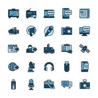 Set of Mass media icons with outline color style. vector