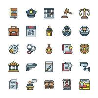 Set of Justice icons with outline color style. vector