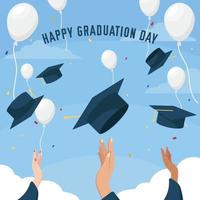 Throwing Hat Graduation Background vector