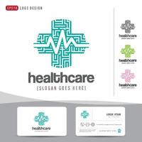 logo design medical healthcare or hospital and business card template, clean and modern pattern
