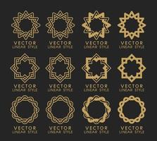 Vector set of linear design elements, logo design templates and mono line badges for packaging