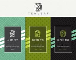 Vector set of templates packaging tea, logo, label, banner, poster, identity, branding. Stylish design for black tea - green tea - white tea - oolong tea