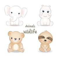 Cute animals wildlife set vector